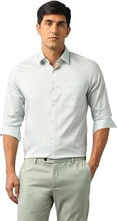 Arrow Men's Green Grometric Printed Spread Collar Full Sleeve Formal Cotton Regular Fit Shirt