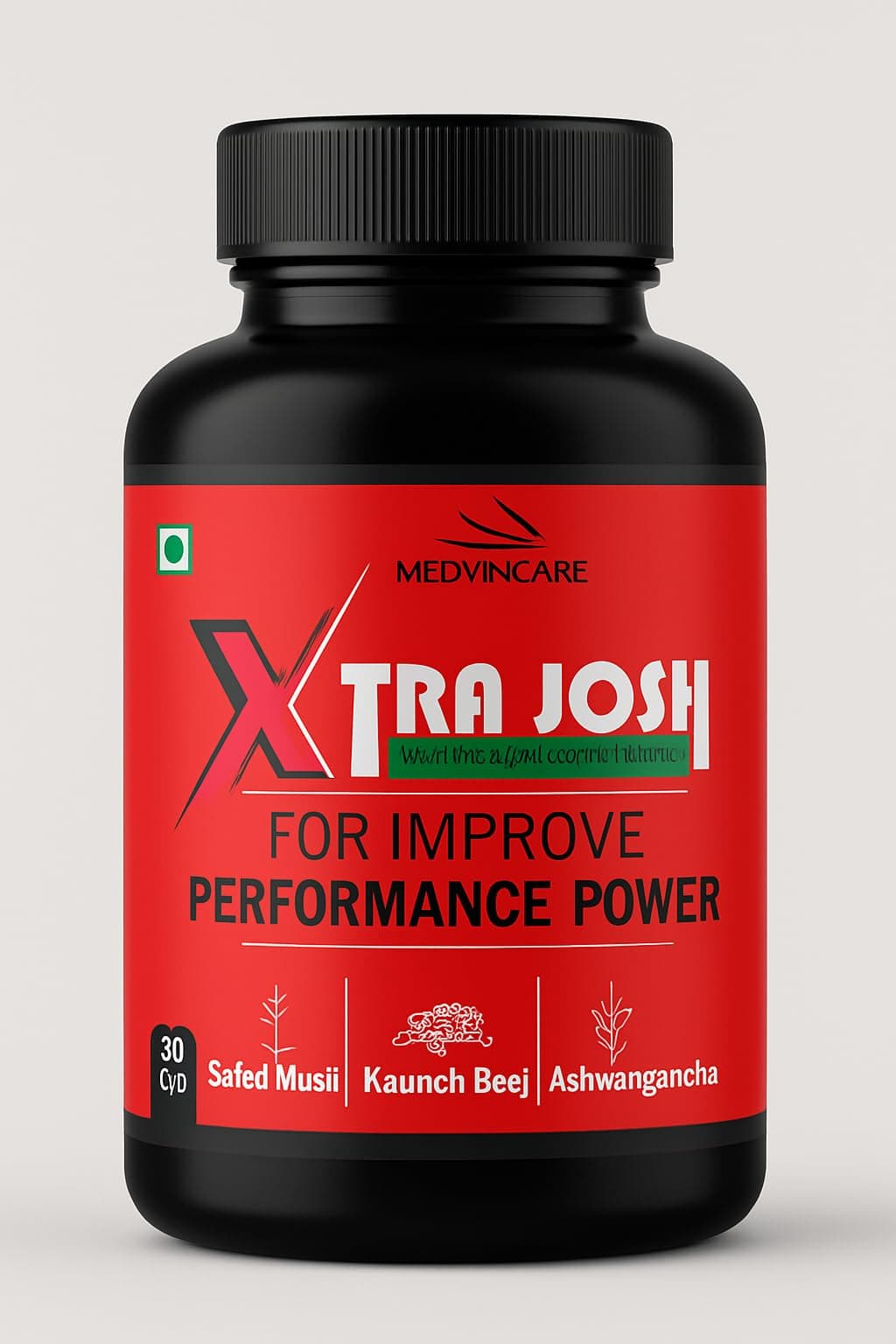 Vedanand Ayurveda Xtra Josh Performance Power Capsules for Men – Ashwagandha, Safed Musli, Kaunch Beej, Gokhru & Shilajit Extract – Boost Strength, Stamina & Energy – 30 Capsules
