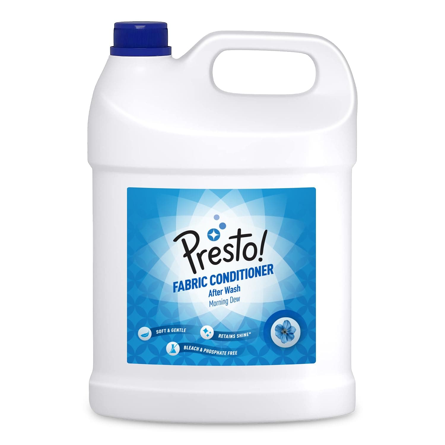 Amazon Brand - Presto! Fabric Conditioner Liquid | Morning Dew | 5 Litre | Refreshing And Pleasant Fragrance| Color Safe | Soft And Gentle On Clothes | Controls Static
