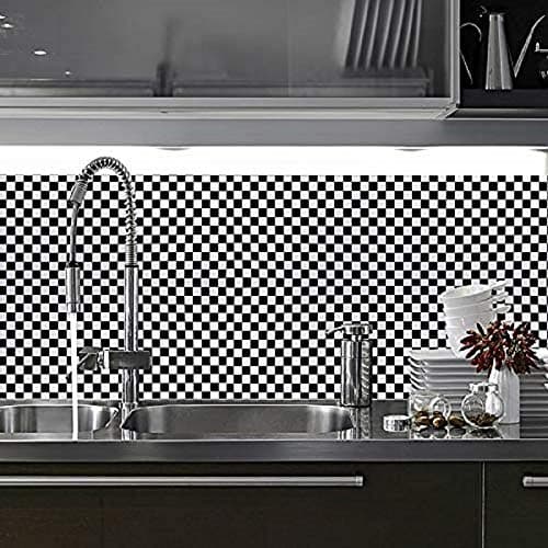 JAAMSO ROYALS Peel and Stick Wallpaper Decorative Contact Paper Black White Checkered Self Adhesive Shelf Liner Paper Roll (200 CM * 45 CM)