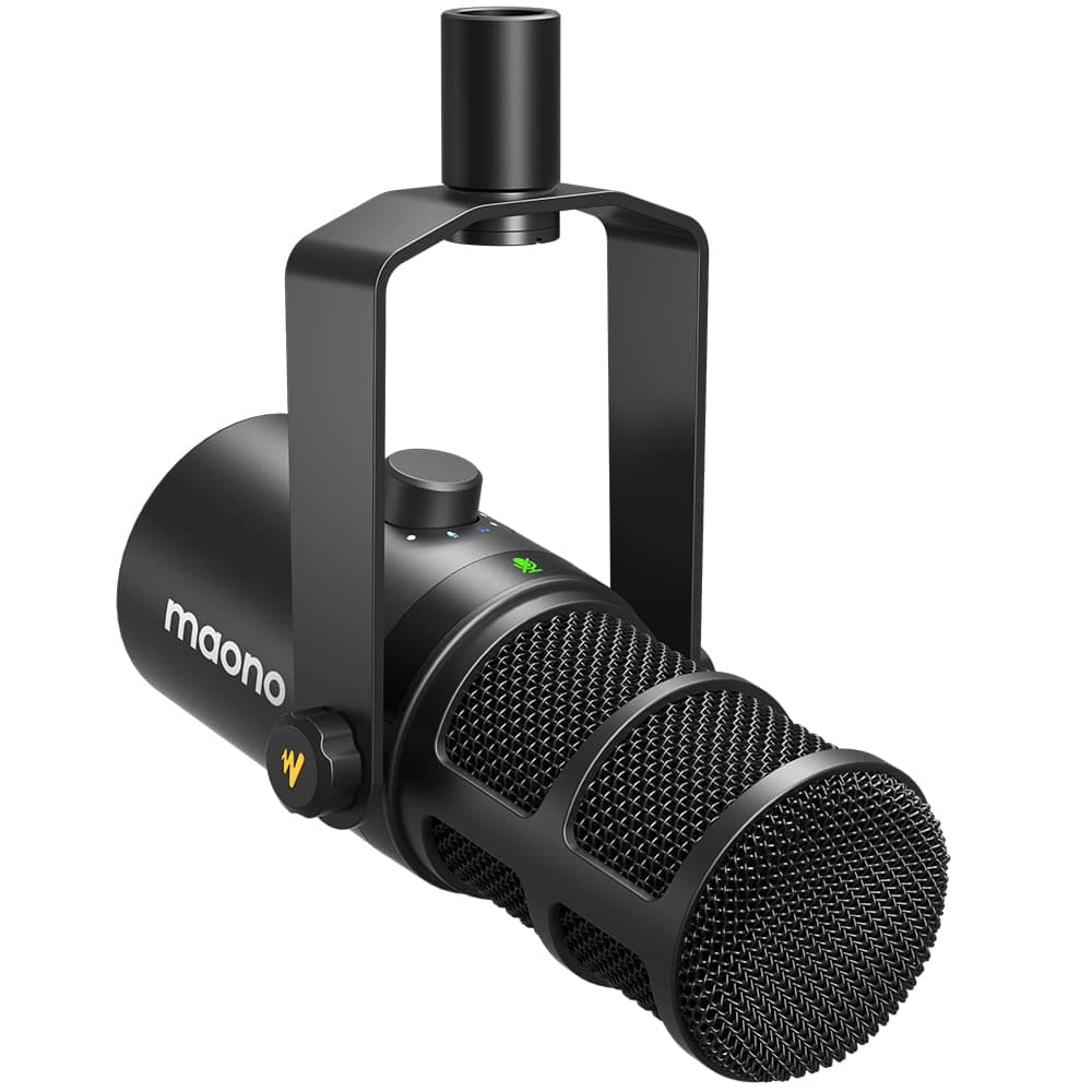MAONO Dynamic Microphone, USB/XLR Podcast PC Microphone with Software, EQ,Tap-to-Mute, Headphone Jack, Gain Knob & Volume Control, Studio Mic for Broadcast, Recording, Streaming & Gaming PD400X Black