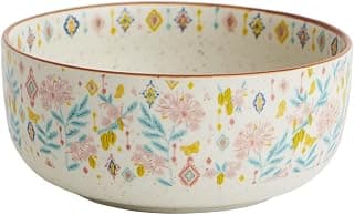 Chumbak Farmhouse Serving Bowl, Platters, Serving Plates, Kitchen and Dining, Tableware, Ceramic, Floral (Ivory), 700 ML