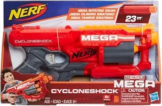 Nerf N-Strike Plastic Mega CycloneShock, Includes Blaster and 6 Darts, for Kids Ages 8 and Up, Multicolor