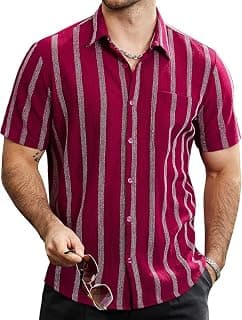 Impression Fab Print Cotton Multi-Colored Short Sleeve Button Down Beach Outfits for Men Shirt