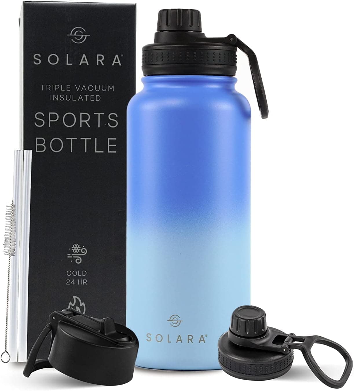 SOLARA Insulated Water Bottle 1 Litre, Hot Water Bottle, 1000ml Thermosteel Water Bottles for Travel, Home, Office, School, Gym, Adults, Water Bottle Hot and Cold, Sipper Bottle, Blue Wave