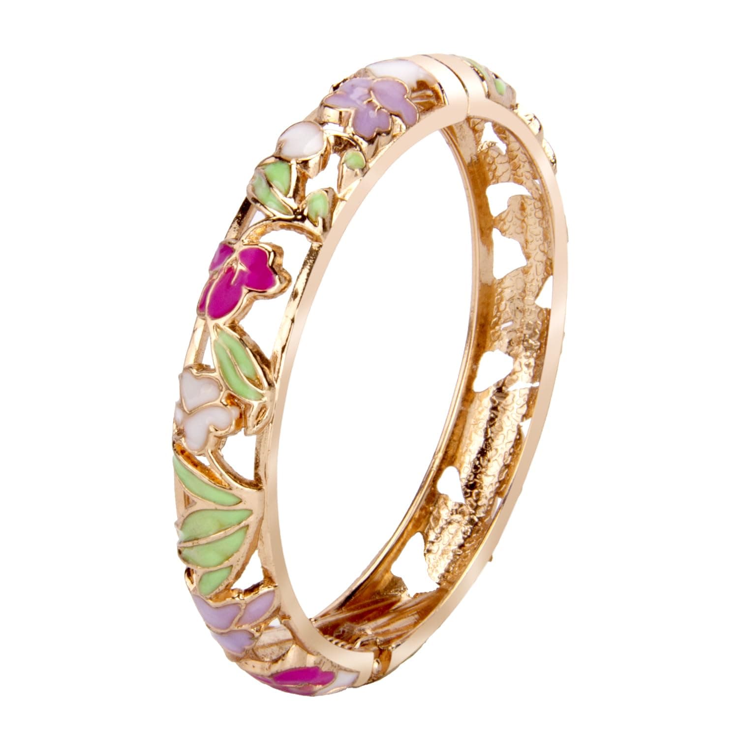 UJOY Enamel Bangle Bracelets Lotus Design for Lady