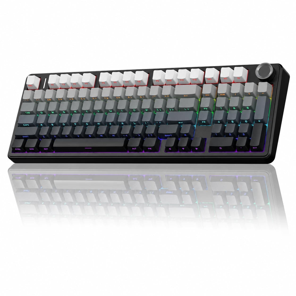 AULA F99 Pro Wireless Mechanical Keyboard,Tri-Mode BT5.0/2.4GHz/USB-C Hot Swappable, Pre-lubed Linear Switches,Gasket Structure,RGB Gaming Keyboard (Side Engraved+Gradient Gray - Nimbus Switch)