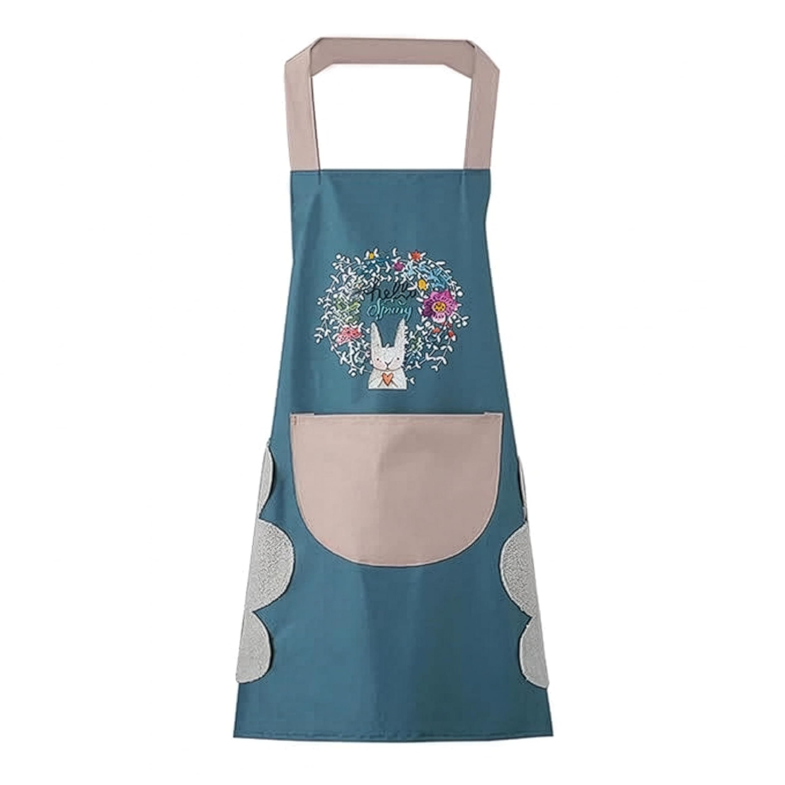 HROY Apron for Kitchen Cooking Waterproof Apron for Women Men with Pockets and Side Coral Velvet for Wiping Hands Towel Grill Cooking BBQ Kitchen Accessories items for Home.