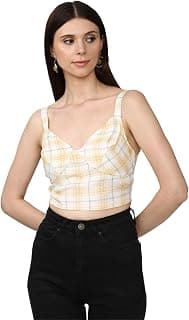FOREVER 21 Womens Checked Regular Fit Crop Tops