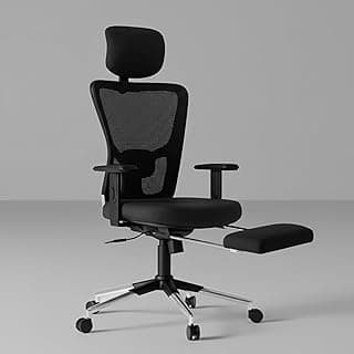 Kepler Brooks Zeus Pro Office Chair for Work | 3-Year Warranty | Ergonomic Office Chair, Study Chair, 2D Adjustable Headrest, Lumbar & Arms, Legrest, Multi Lock Recliner, Heavy Duty Metal Base (Black)