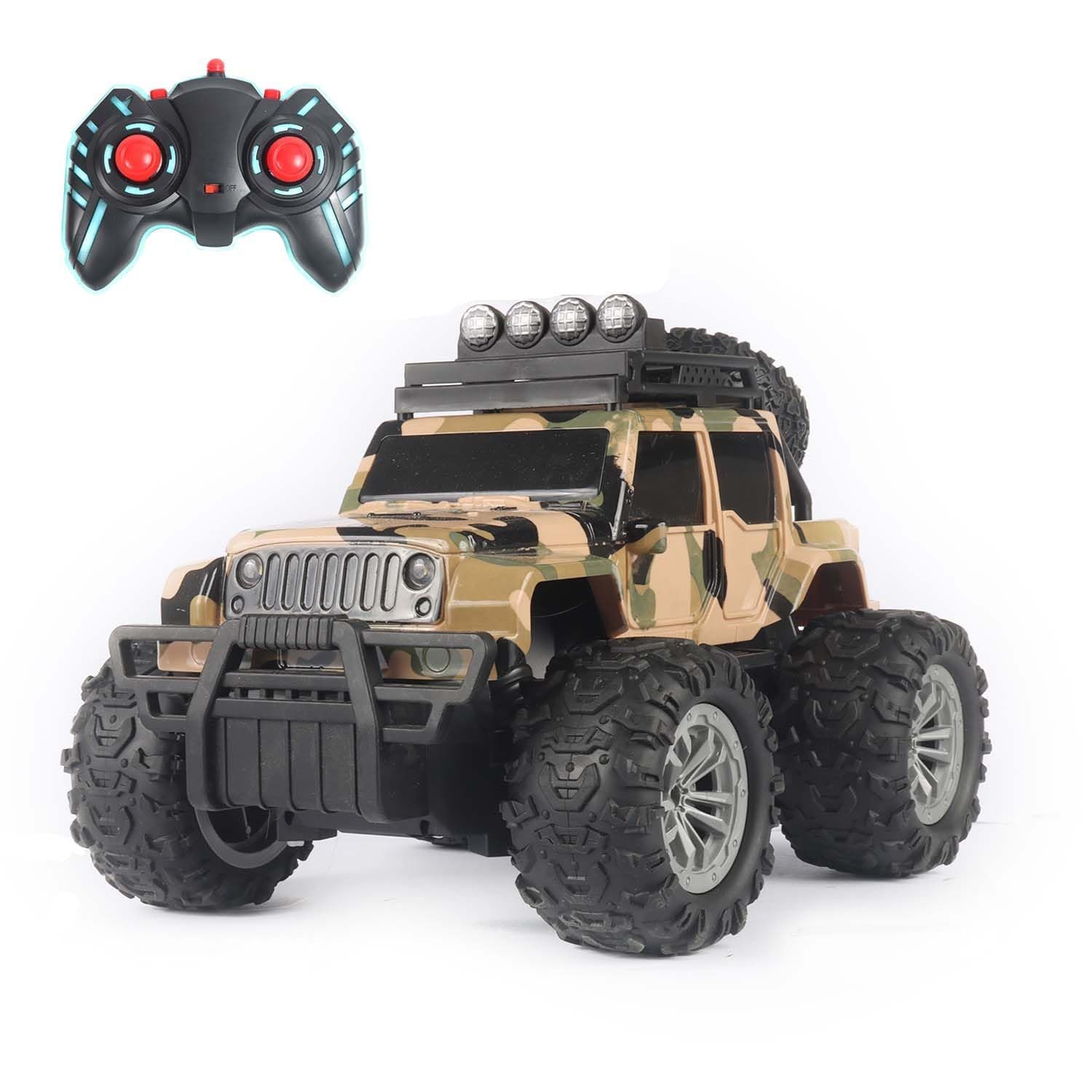 Amazon Brand - Jam & Honey Off Roader Rechargeable Remote Control Car | RC Car Monster Truck |4 Headlight Modes | in-Built Lithium Battery | C-Type Charging | Made in India - Army Beige