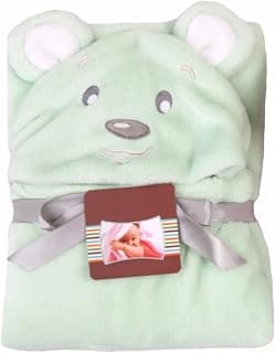 BRANDONN Ultrasoft Extra Large C-Green Premium Supersoft Animal Hooded Baby Blanket/Wrapper/Bathrobe(C-Green Cute Dog)