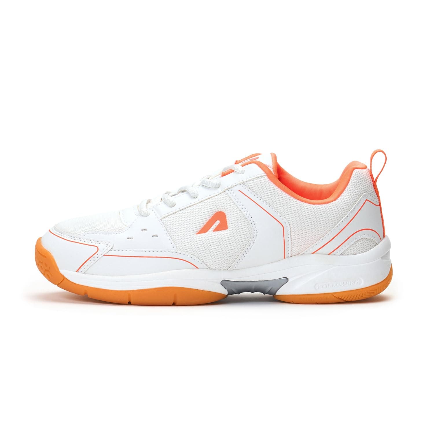 Boldfit Badminton Shoes for Man Lightweight Non Marking Shoes for Badminton Breathable Anti Skid Shoe for Man Shuttle Non Marking Indoor Shoe for Pickleball, Tennis, Padel, White Orange - 07