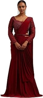 Soch Womens Spandex Solid Ready To Wear Saree