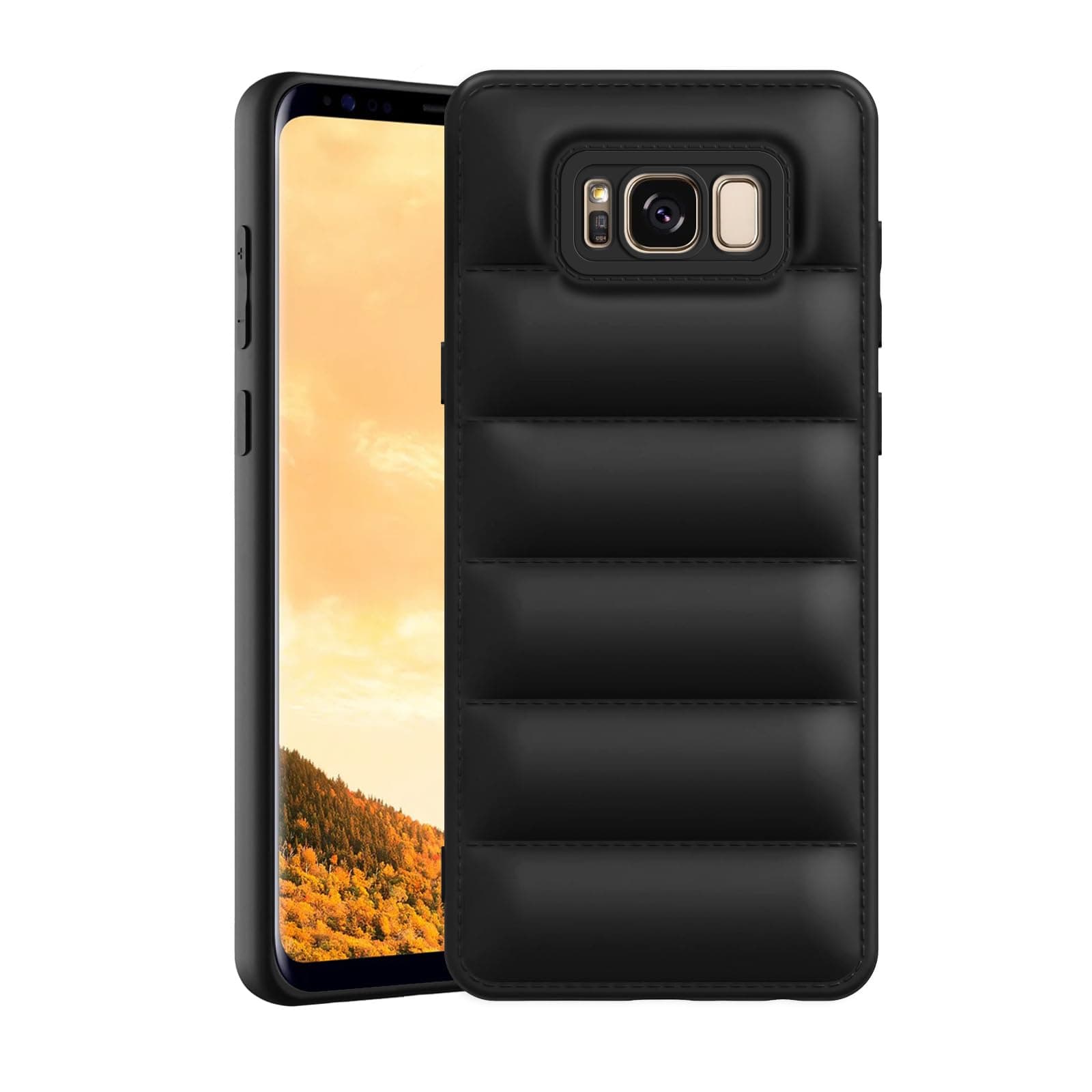 Amazon Brand - Solimo Puffer Case Camera Protection Soft Back Cover for Samsung Galaxy S8 Plus - Black