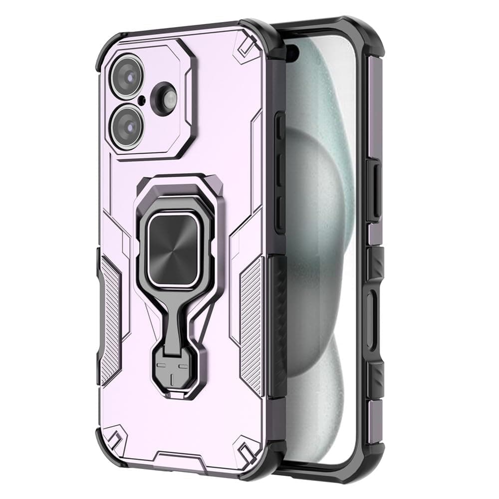 Amazon Brand-Solimo Armor Case for Apple iPhone 17 Defender Case | Rotating Ring Holder & Kickstand in-Built | Military Grade Armor | 360 Degree Protection Back Cover for Apple iPhone 17 (Purple)
