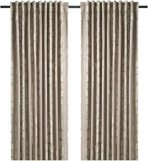 Ikea HÄCKBERBERIS Room Darkening Curtains, 1 Pair, Beige, 145x250 cm (57x98)
