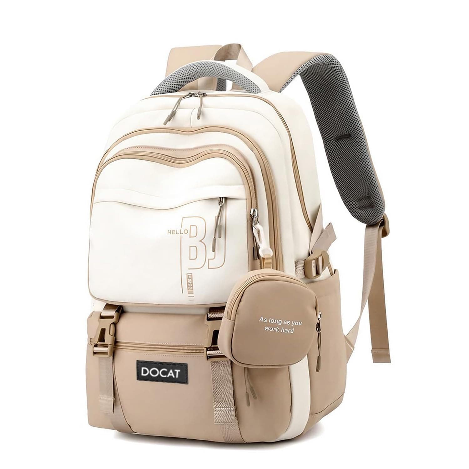 DOCAT Laptop Backpack for Women with Small Zipper Pouch, Waterproof College Bag for Girls, School Backpack for Girls 13–14 Years with Cute Accessory, Backpack for School, Camping, Travel