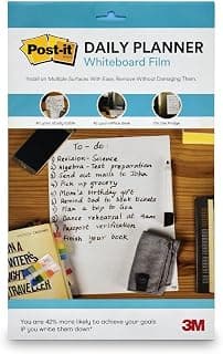 3M Post-it 3M Daily Planner Whiteboard Film | Super Sticky, removes Without Residue | White, 7" x 11" | Pack of 1 | for Students and Work from Home