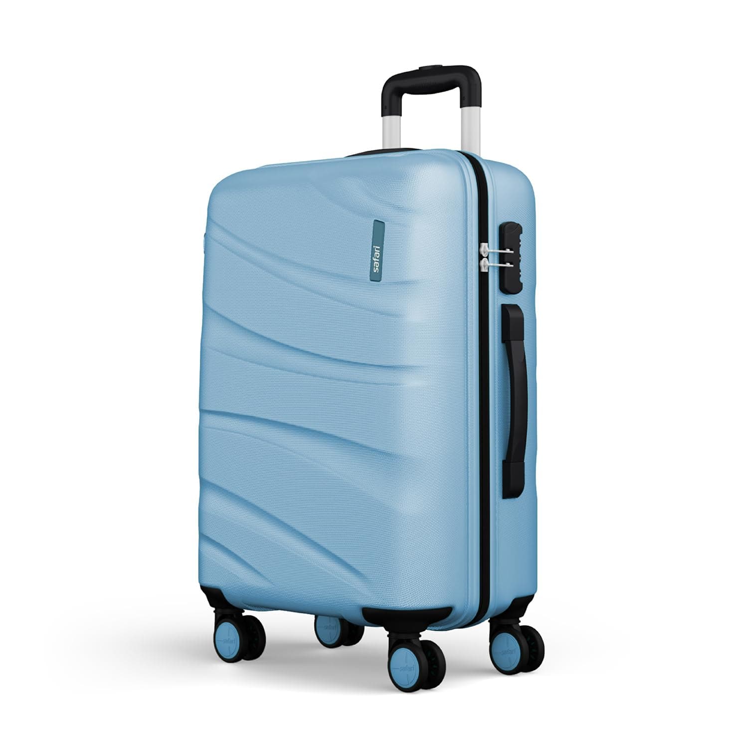Safari Large Polycarbonate (Pc) Persia Spinner Suitcase Hardside Size Check-in 4 Wheels Luggage Pearl Blue Color 77Cm