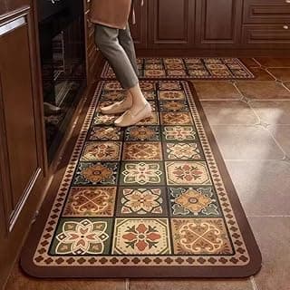 Dravizon Kitchen Mat Waterproof Memory Foam Rug | Anti Fatigue Floor Runner Carpet for Kitchen Sink Standing Desk Laundry Bathroom | Non Slip Comfortable Floor Mat