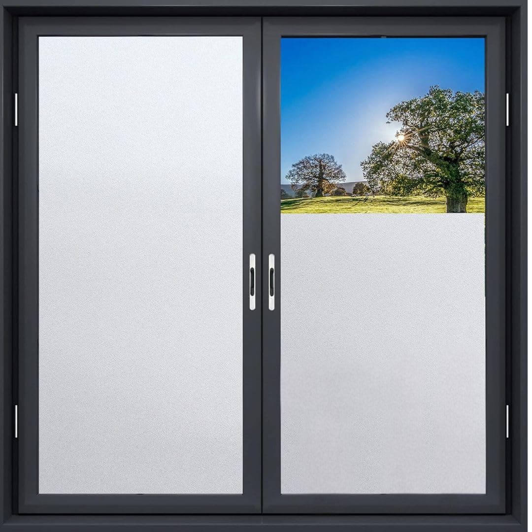 ELORAA Glass Film for Privacy Frosted for Window Covering Static Cling Non-Adhesive, Heat Control UV Blocking for Home, Office & Bathroom (Frosted | 24 Inch X 120 Inch)
