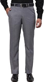 Park Avenue Men's Regular Fit Checks Pattern Polyester Viscose Blend Flat Front Trouser