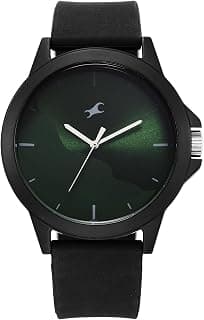 Fastrack Tees Wanderlust Quartz Analog Forest Green Dial Black Silicone Strap Unisex Watch - NT38024PP73W