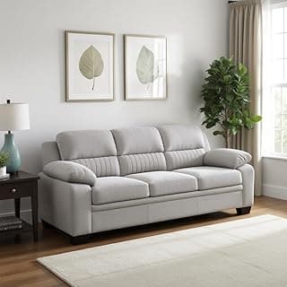 Torque Jett Luxurious Fabric 3 Seater Sofa for Living Room (Light Grey) | Wooden 3 Seater Sofa Bed Couch for Bedroom Hall Festival Gift | 1 Year Warranty