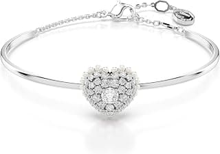 Swarovski Idlliya Bangle, Heart, White, Rhodium Plated