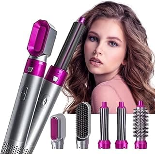 Drumstone 𝟏𝟔-𝐘𝐞𝐚𝐫 𝐖𝐚𝐫𝐫𝐚𝐧𝐭𝐲 -5-in-1 Pink Hot Air Brush Hair Styler | Airwrap with Negative Ion Technology | 5 Interchangeable Brushes for Straightening, Curling, Volume, Frizz & Styling