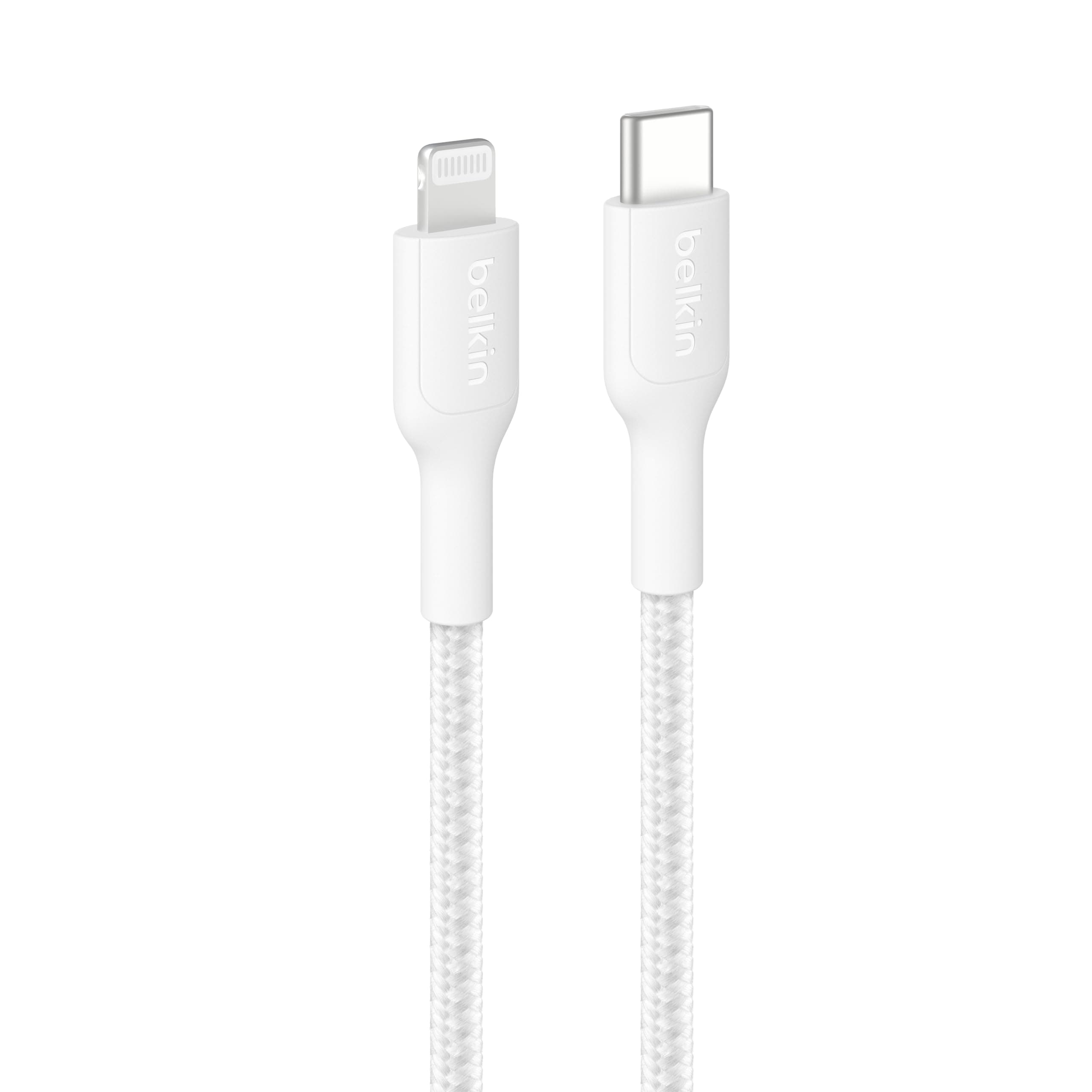 Belkin Apple Certified Nylon Braided USB C to Lightning Cable 1 Meter - MFi Certified 18W iPhone Charger Cord - Apple Charger Cable - Fast Charging for iPhone 14, 13, Airpods, iPad - White