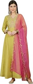 SheWill Vichitra Embroidered Gown for Women | Zari Sequence Thread Cording Work Ethnic Flared Anarkali Style Gown