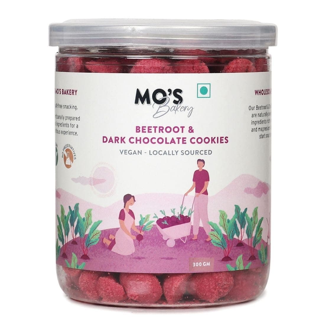 Mo's Beetroot & Dark Chocolate Cookies, 300 Gram | Vegan| Healthy And Tasty Guilt Free Snack | 100% Natural & Preservatives Free