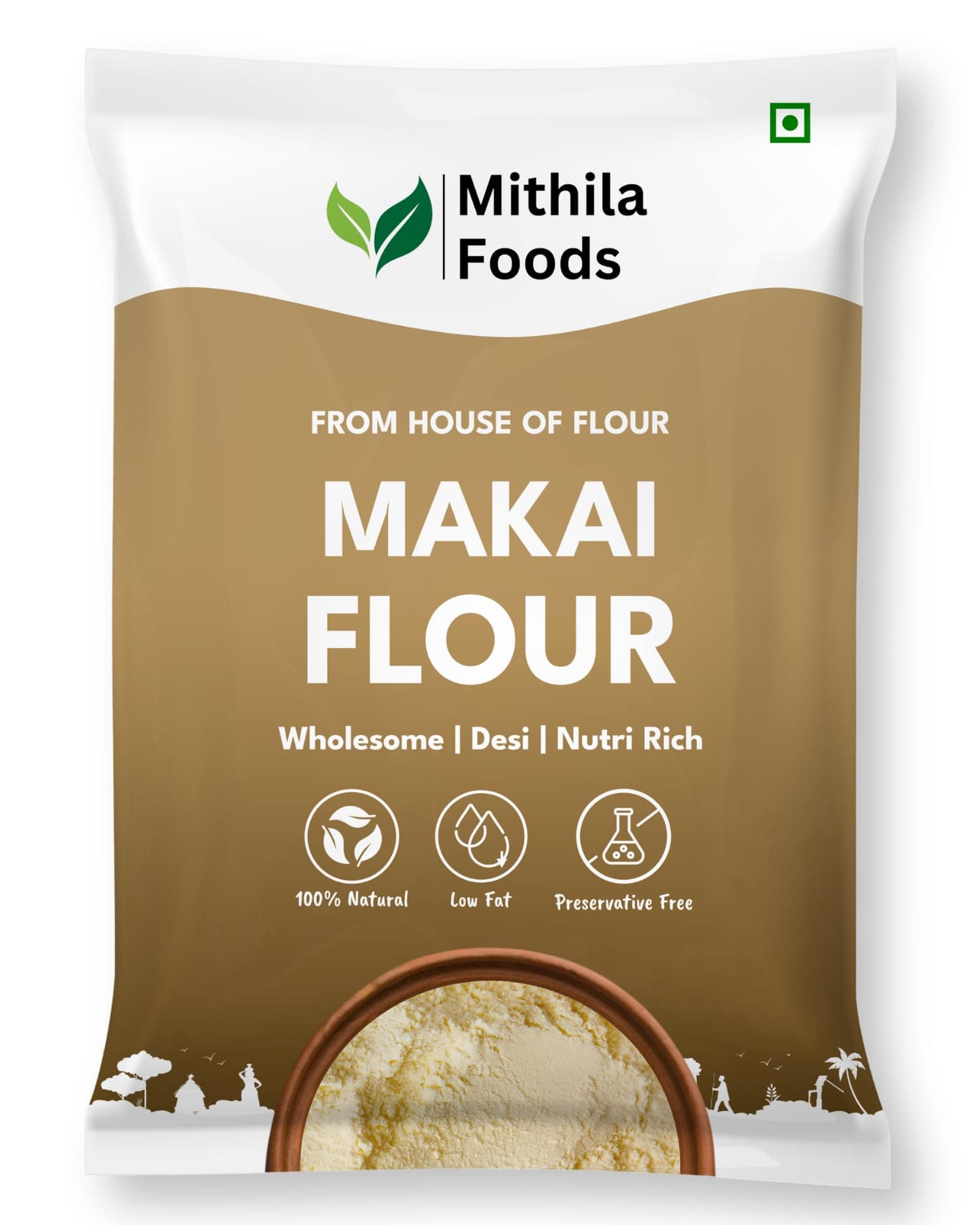MITHILA FOODS 1 Kg Makai Atta | Gluten-Free Maize Flour | High Fibre & Protein | Stone-Ground Makka Makkai Corn Atta | Slow Ground for Soft Rotis | No Preservatives | Authentic Flavor from Bihar