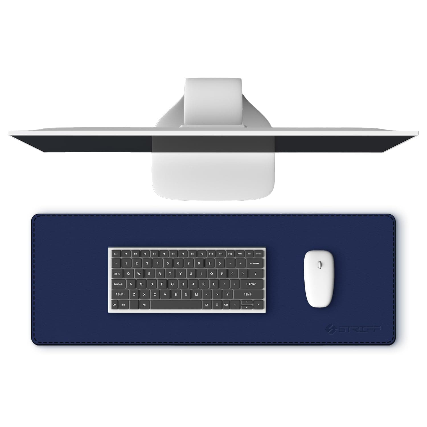 STRIFF Desk Pad Protector, Mouse Pad, Office Desk Mat, Non-Slip PU Leather Desk Blotter (Desk Pad-PU-Vegan-Leather-Navy-Blue)