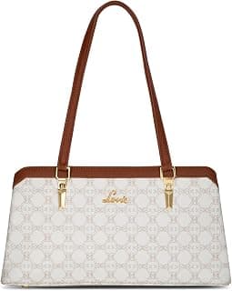 Lavie Women's Monogram Ayra 3-Compartment Horizontal Bag | Handbag for Work | Ladies Purse | Stylish Shoulder Bag | Gift For Women