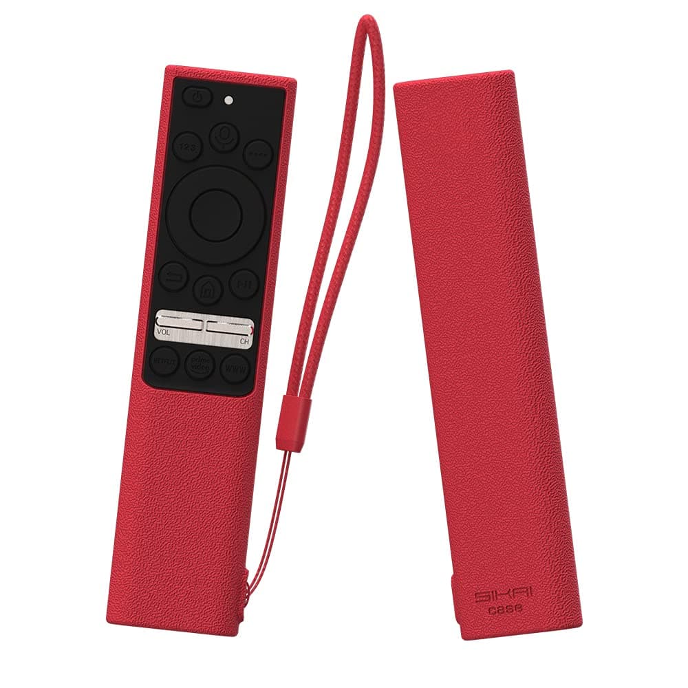 Oboe Silicone Protective Case for Samsung BN59-01311 Smart TV Remote - Shockproof Full Wrap Cover for QLED TV Smartone With Anti-Lost Loop (Red-Black)