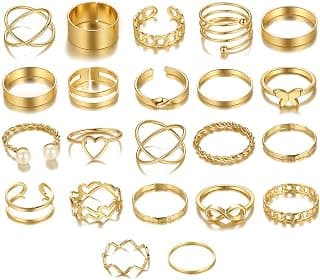 Shining Diva Fashion 22pcs Latest Stylish Stackable Kunckle Rings Set for Women and Girls Butterfly Heart Boho Gold and Silver Plated Rings