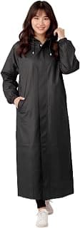 Women's Waterproof Rain Coat, Blue, Full Length, Polyester, Adjustable Hood, Side Pockets, Free Size