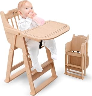Lifelong Cuppy Premium Wooden High Chair & Baby Eating Food Chair for Kids 0-5 Years, Easy Fold Feeding & Dining Chair, 5-Point Harness for Safe Mealtime (LLCHC11)