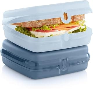 Tupperware Polypropylene Sandwich Keeper 2-Container Set, Dishwasher Safe and BPA Free (2 Hinged Containers), 64 cubic_inches