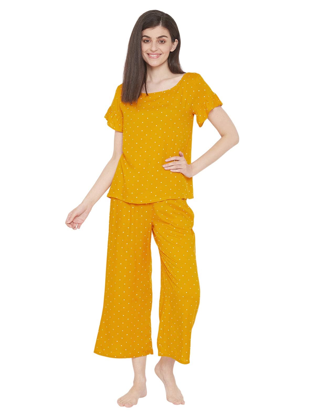 Clovia Women's Rayon Printed Top & Pyjama Nightsuit Set