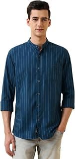 Allen Solly Men’s Casual Mandarin Collar Shirt | Regular Fit | Contemporary Design | Smart Casual Wear