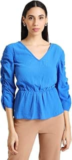 Kazo Textured Peplum TOP Blue