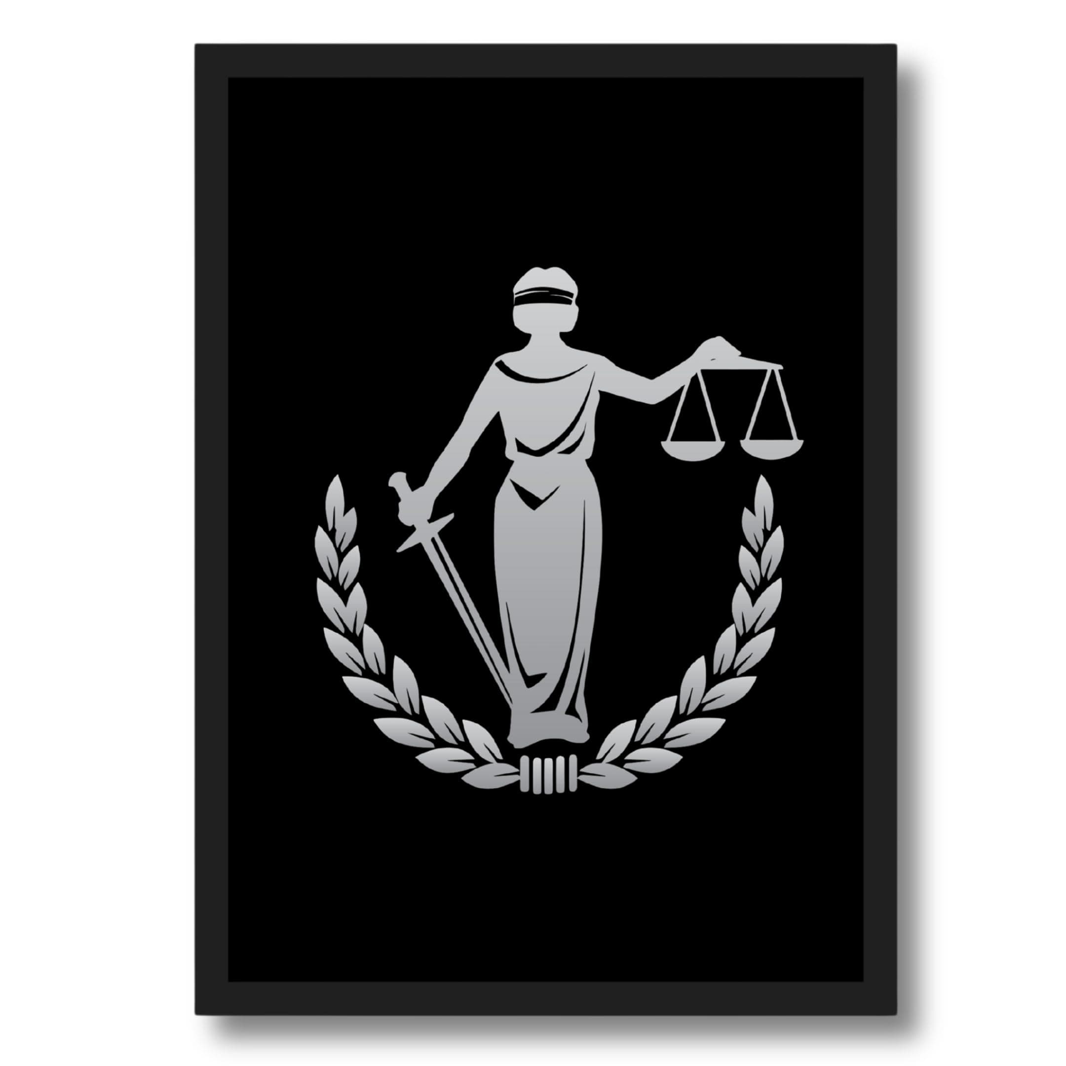 ArtAction Lady Justice Wall Frame Poster | Legal Symbol Art for Office, Study Room | A4 Size | Framed Advocate Poster | Aesthetic Law Decor Gift for Lawyers, Students & Judges