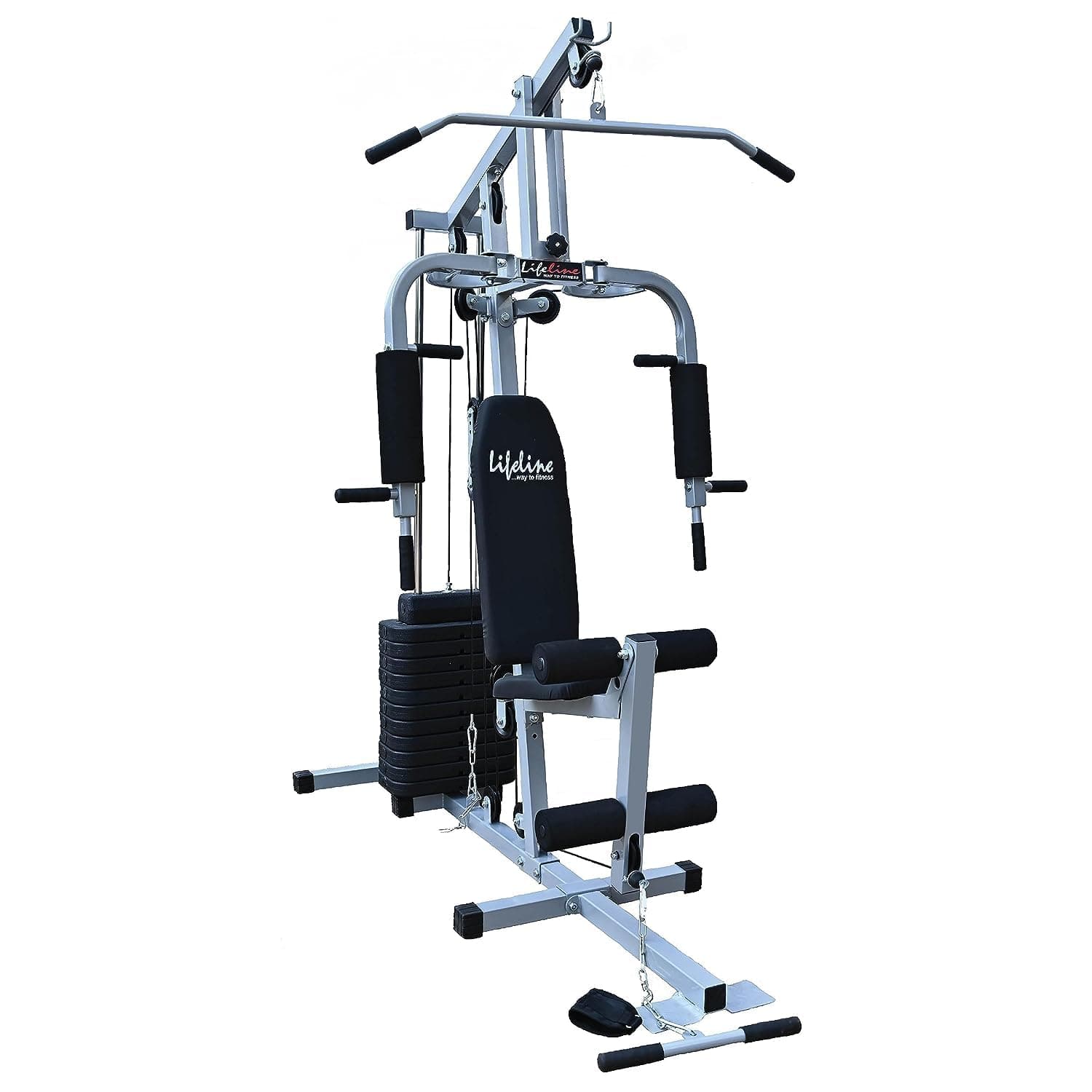 Life Line Fitness HG-002 Multi Home Gym Multiple Muscle Workout Exercise Machine Chest Biceps Shoulder Back Triceps Legs for Men at Home, 72kg Weight Stack, Made in India, Free Home Installation