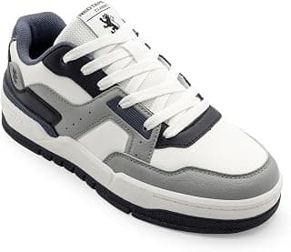 Red Tape Men's Sneakers White Brown Pu Round Lace-Up All-Day Comfort