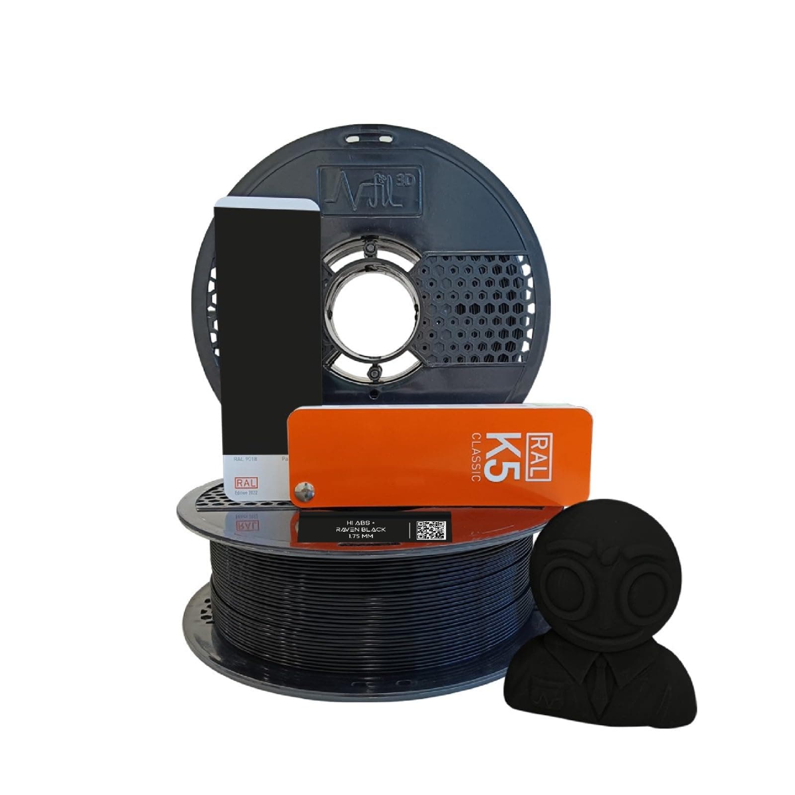 NFIL3D 1KG Net ABS + Raven Black - 3D Printer Filament | Filaments for 3D Printer| 1.75mm| Accuracy - +/- 0.015mm |1000g 3D Filament, 250g Spool & 350g Packaging Weight (Total Weight 1.6KG)