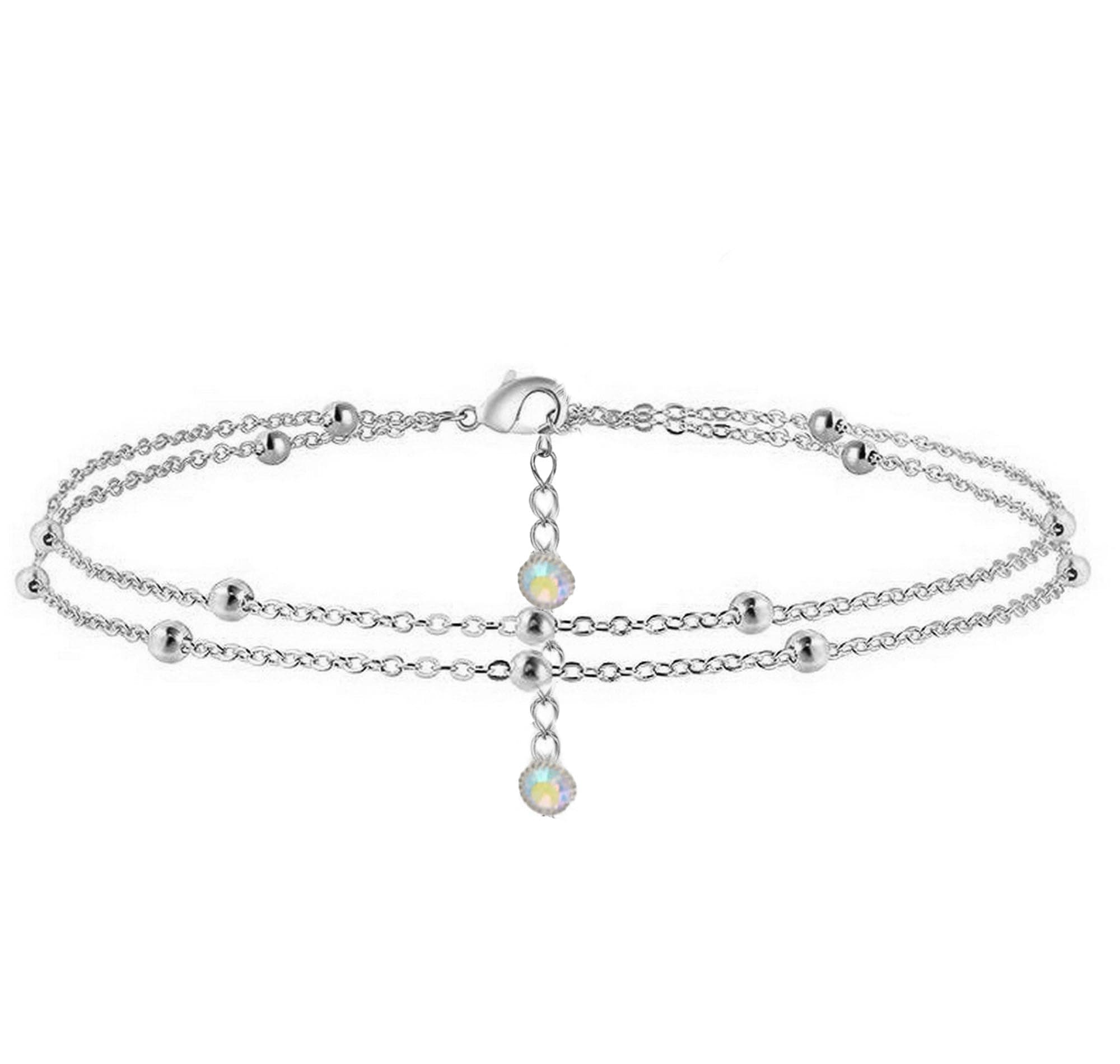 VAMA Trendy Adjustable Silver Plated Double Layered Anklet Leg Chain Ankle Anklets Chains Toes Foot Jewelry Anklets For Girls Women